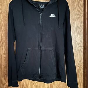 Nike Black Zip Hoodie with White Swoosh